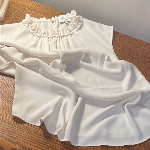 Reiss Cream Ruffle Neck Blouse - Picture 2 of 5